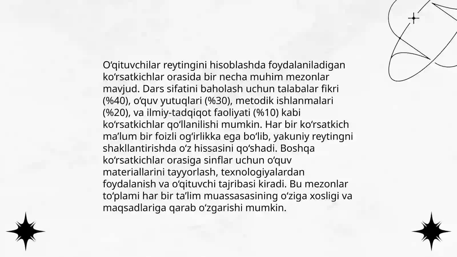 Maktabda o'qituvchilar reytingini yurishni shaffof tizimini yoʻlga qoʻyish 4