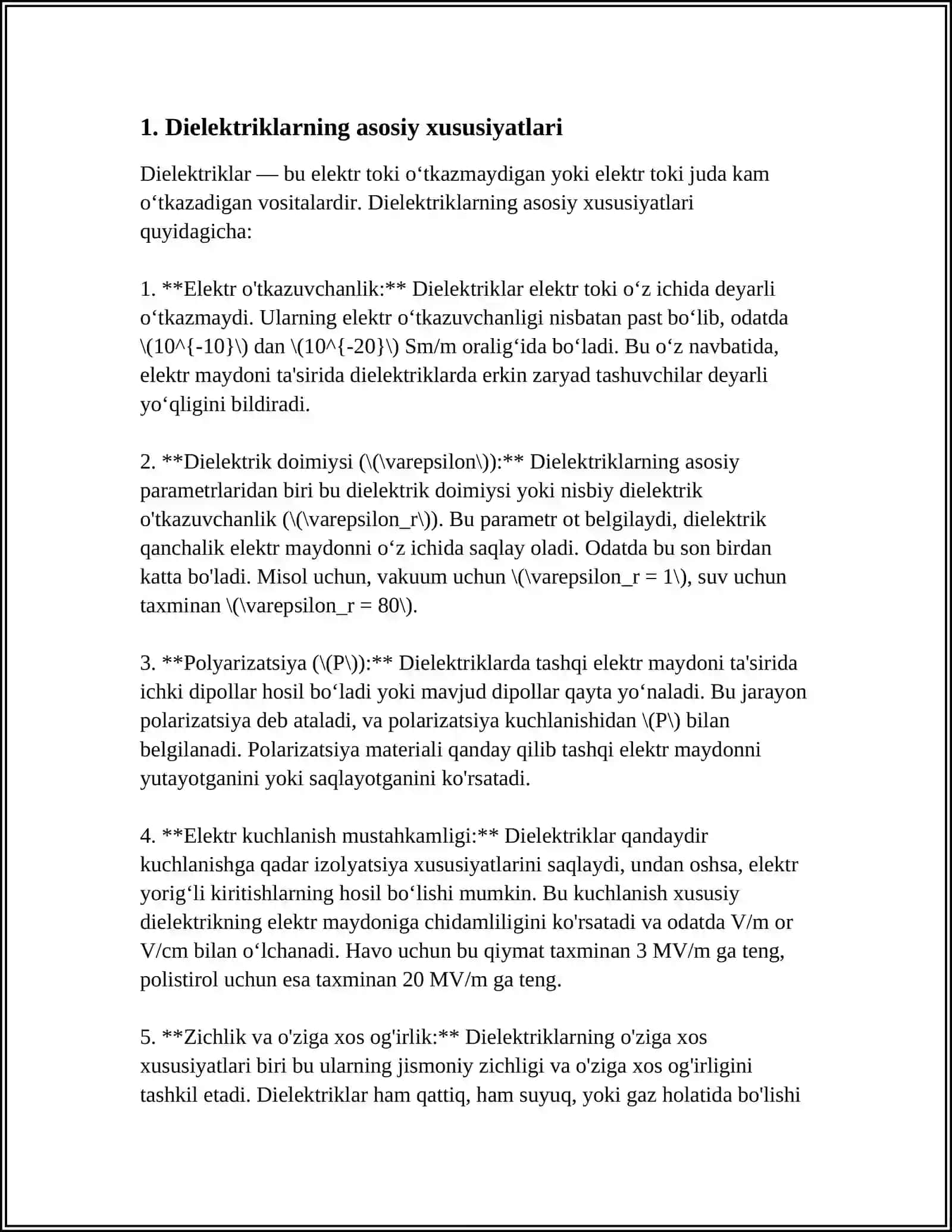 DIYELEKTRIKLARNING QUTBLANISHI. DIYELEKTRIKLARNING ELEKTRON VA DIPOLLI QUTBLANISHI. QUTBLANISH VEKTORI 4