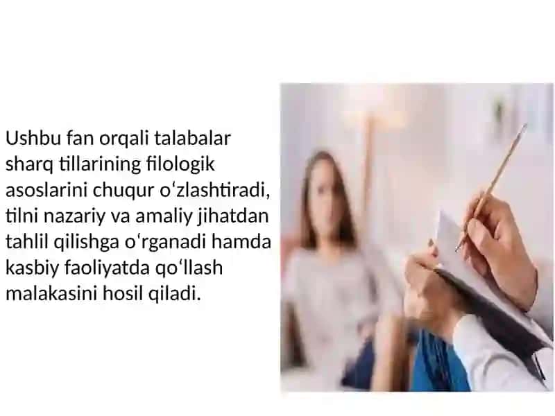 Asosiy sharq tili filologiyasi fanining maqsadi 4