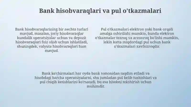 Kassa va bank operatsiyalari hisobi 4