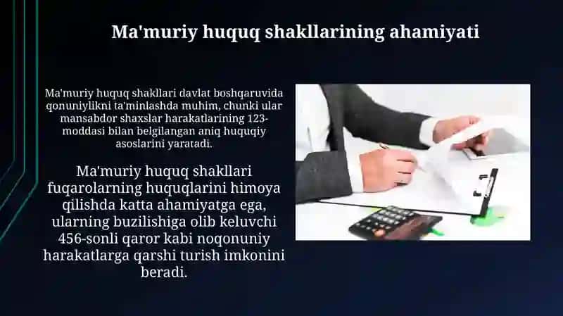 Ma'muriy huquq shakllari tushunchasi va tasniflanishi 4