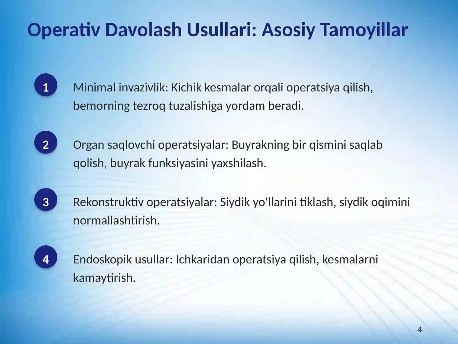 Buyrak va Siydik Yo'llari Kasalliklarini Operativ Davolash 4