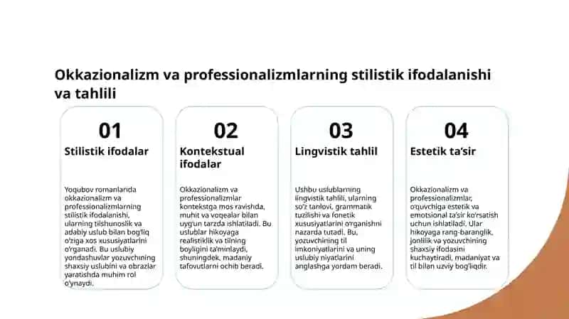 Yoqubov romanlarida okkazionalizm va professionalizmlar uslubiyati 4