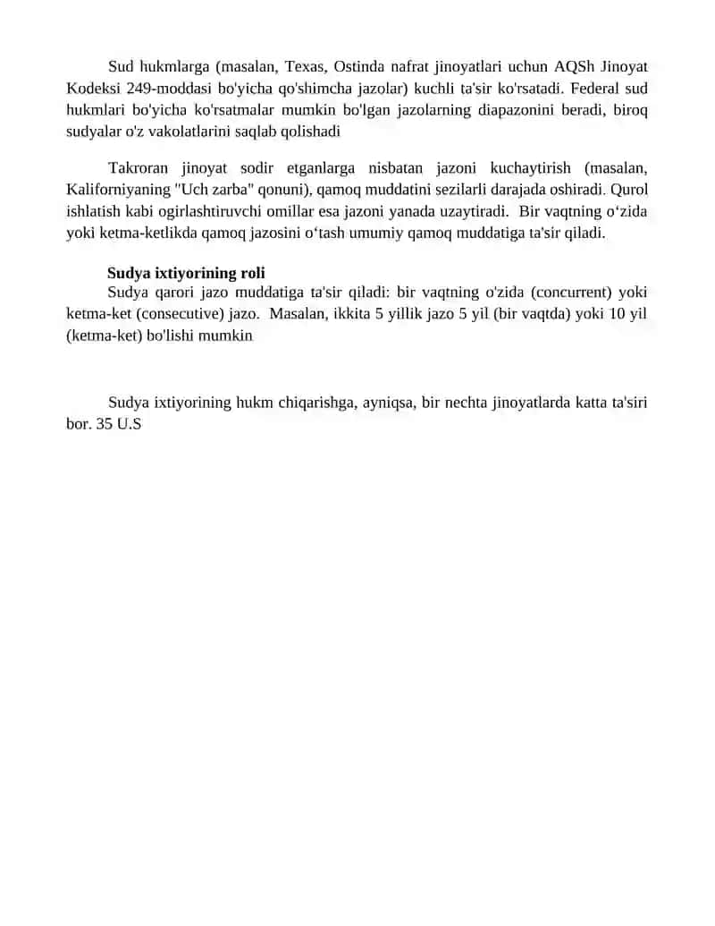 Bir necha jinoyat sodir etganlik uchun jazo tayinlash 4