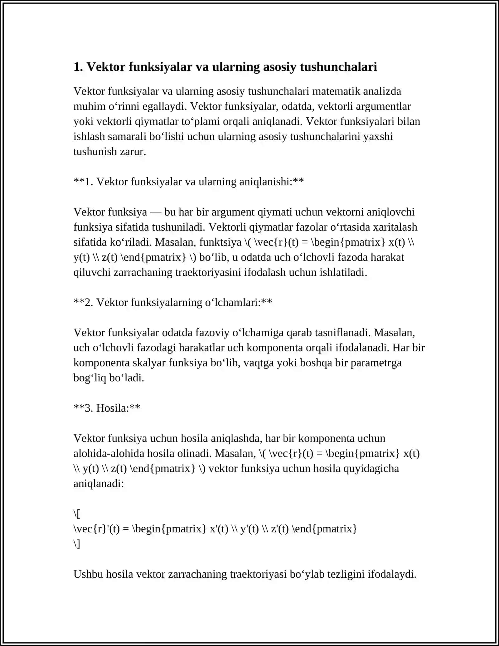 VEKTOR FUNKSIYALARINING AERODINAMIKA VA TELEKAMMUNIKASIDAGI TADBIQLARI 4