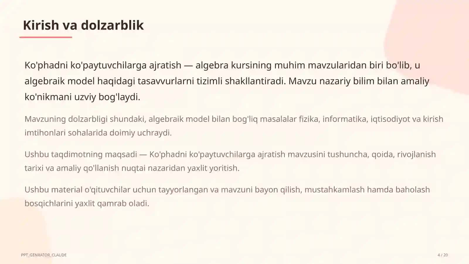 Ko'phadni ko'paytuvchilarga ajratish (7-sinf) 4