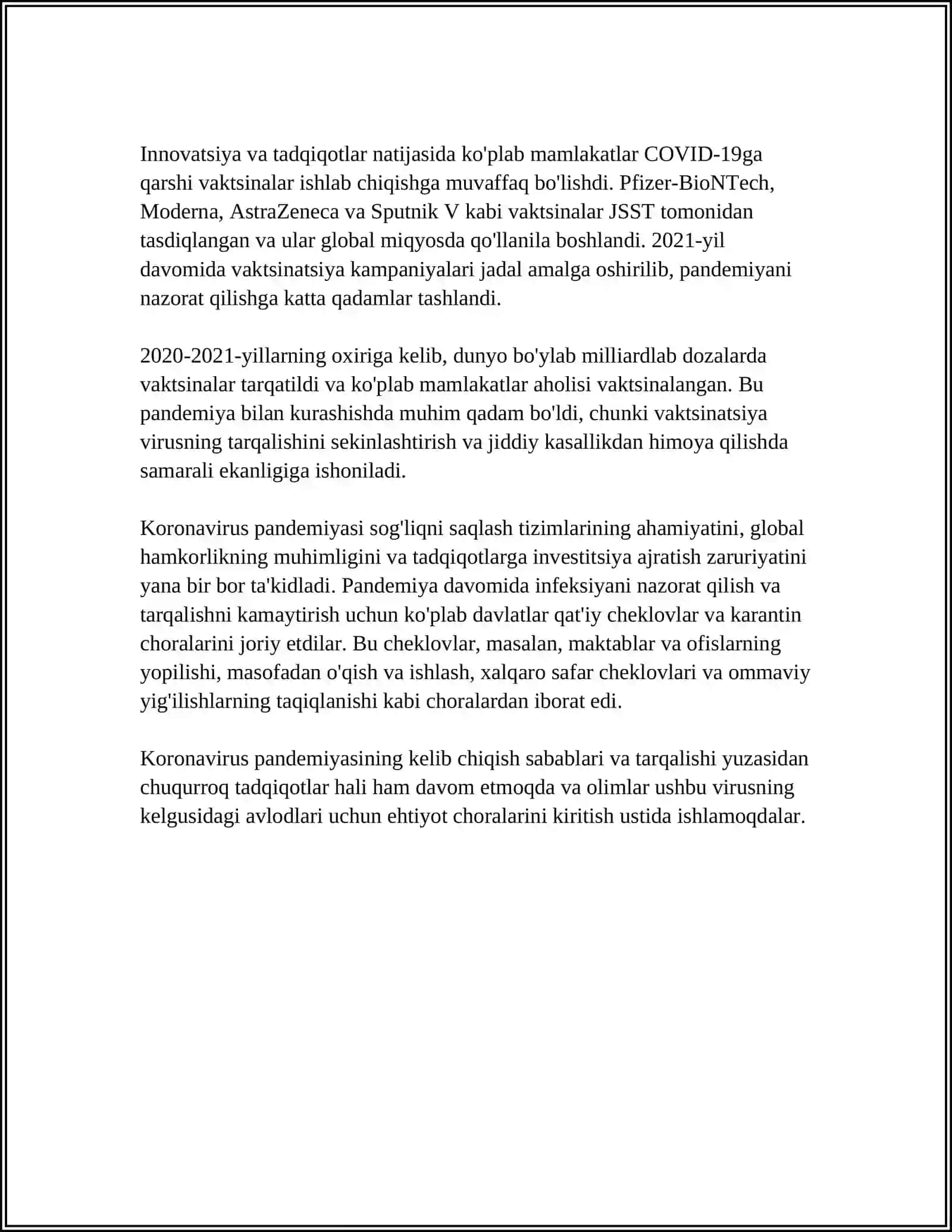 MUSTAQIL ISH Mavzu: KORONAVIRUS HAQIDA TUSHUNCHA 4