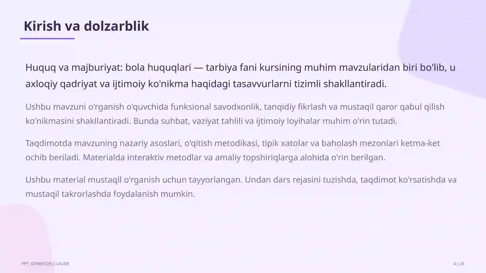 Huquq va majburiyat: bola huquqlari (8-sinf) 4