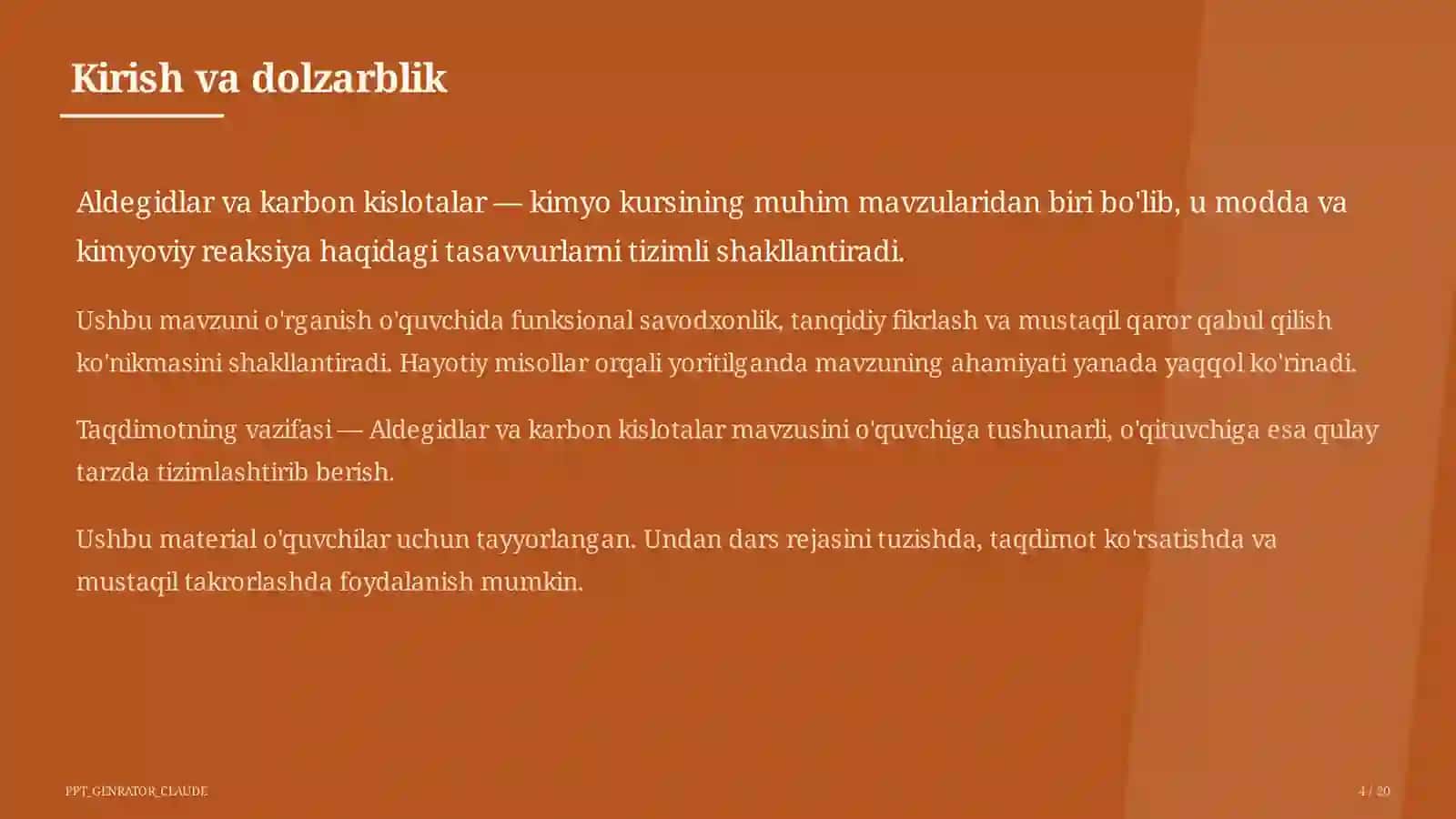 Aldegidlar va karbon kislotalar (10-sinf) 4