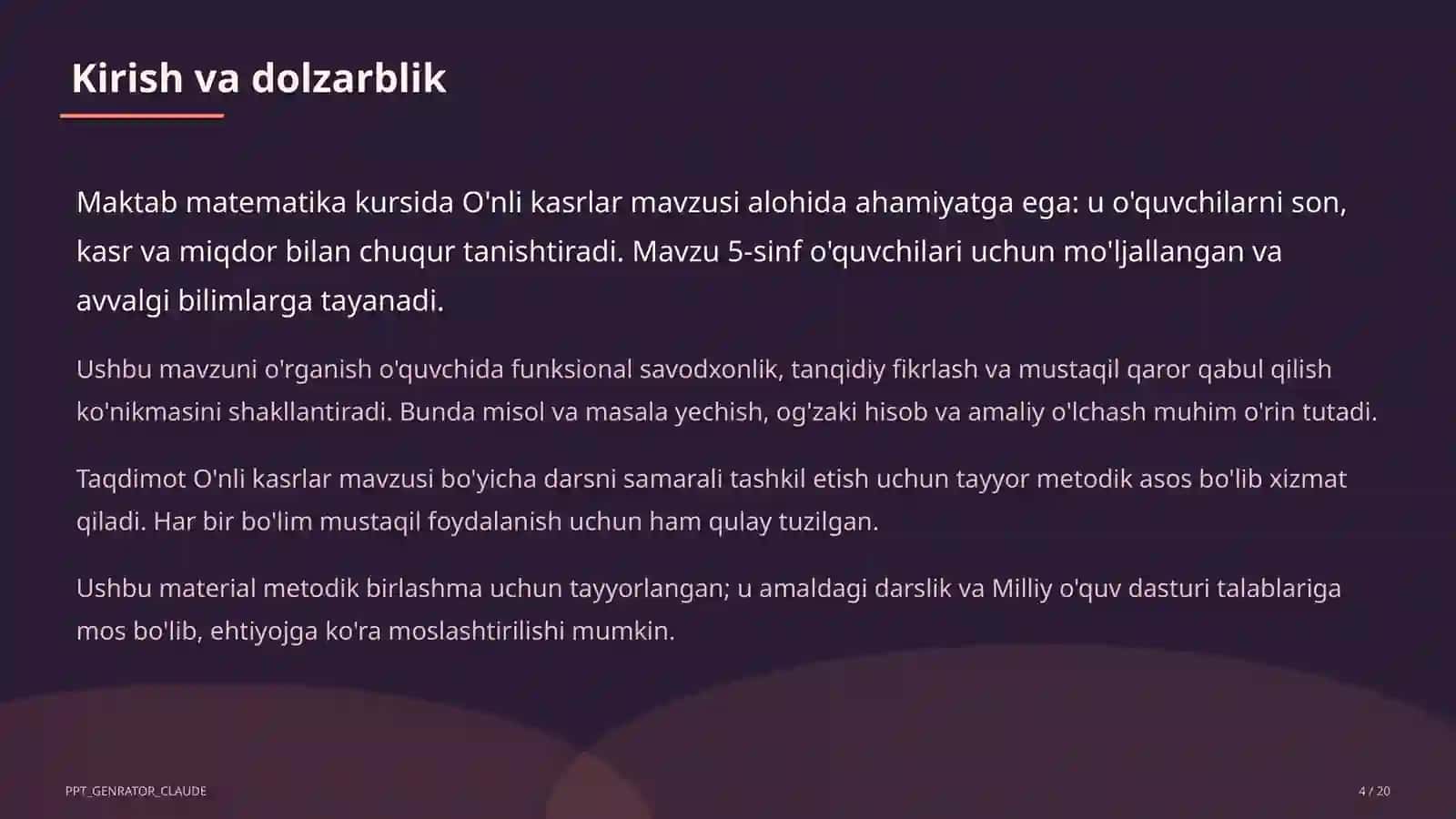 O'nli kasrlar (5-sinf) 4