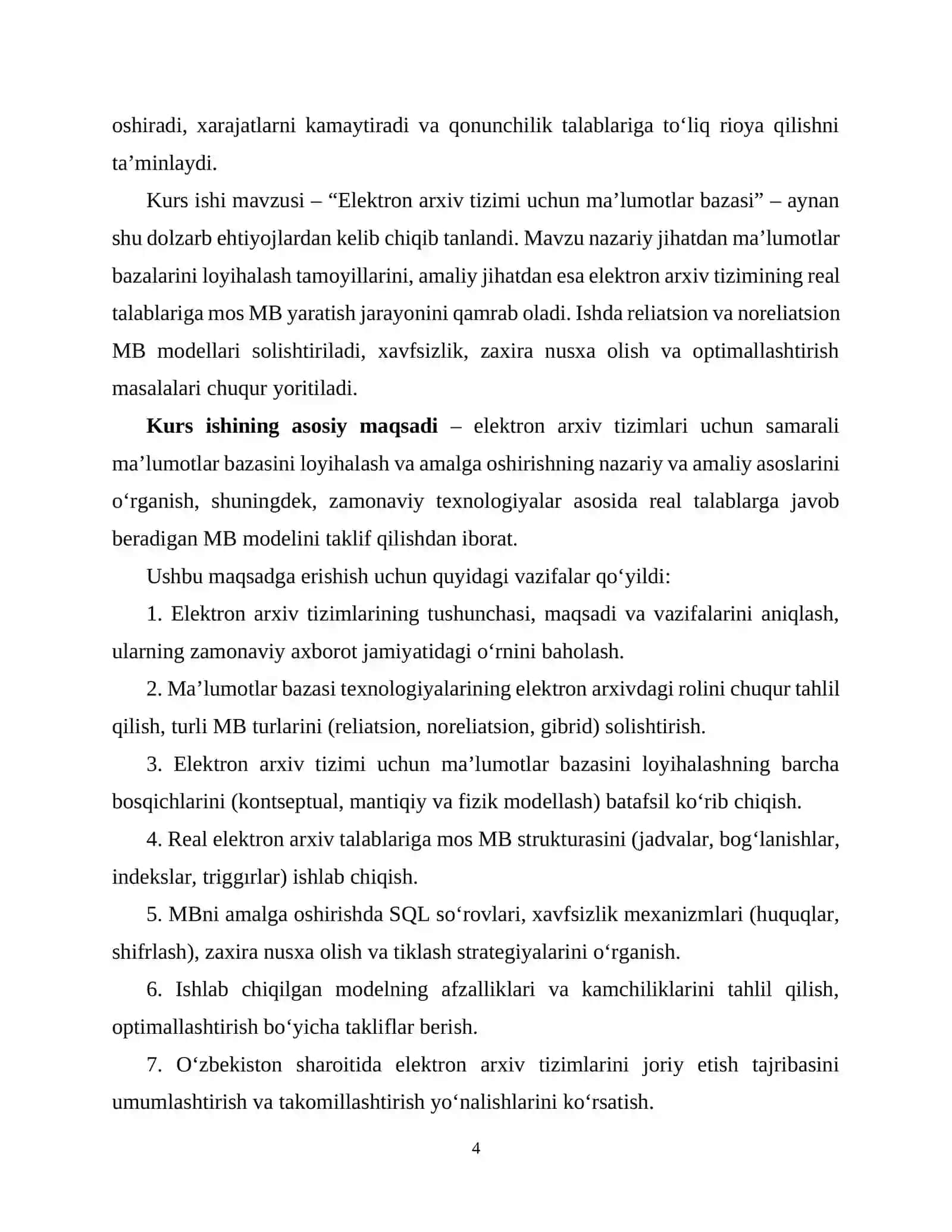 ELEKTRON ARXIV TIZIMI UCHUN MAʼLUMOTLAR BAZASI 4