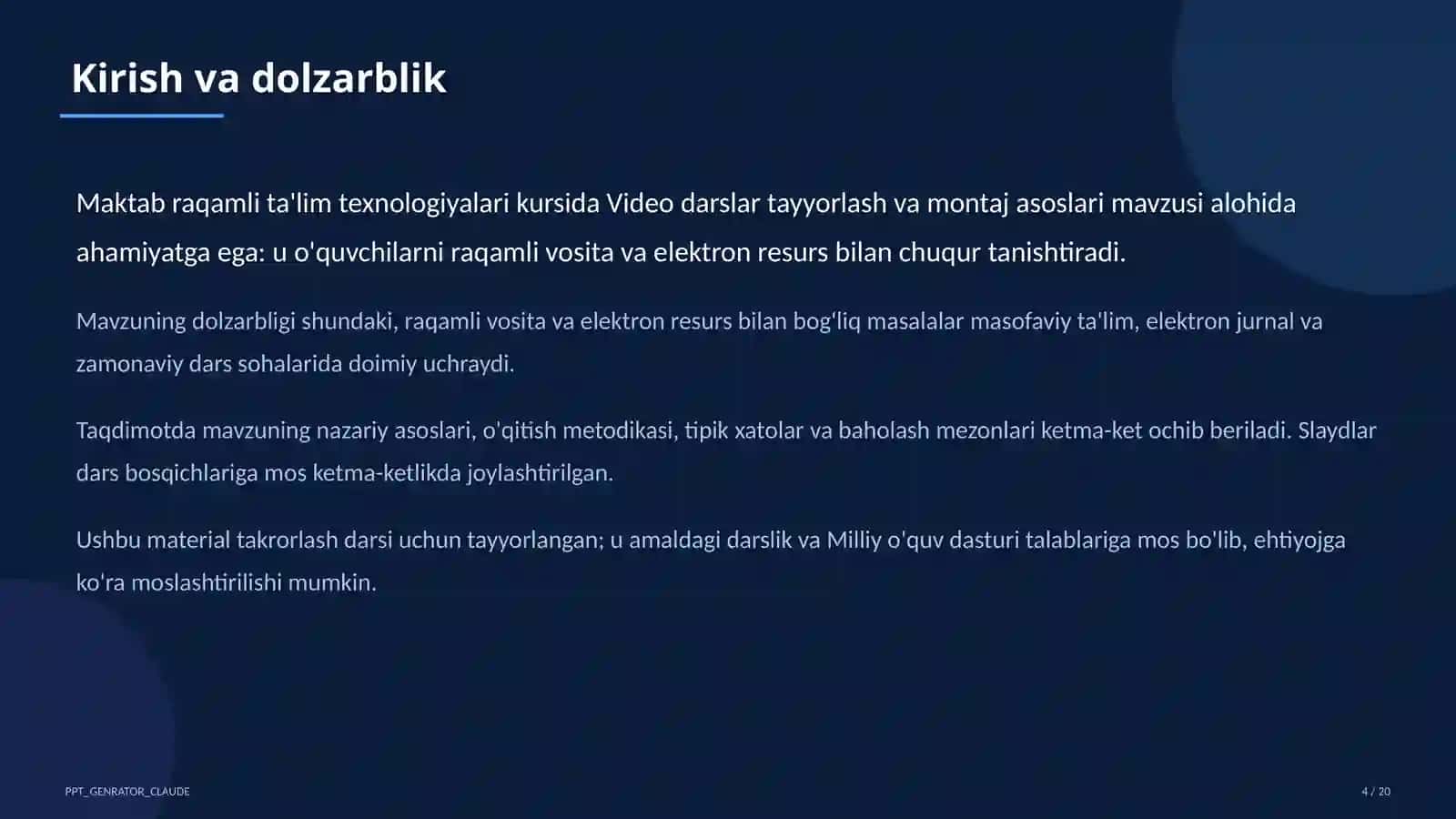Video darslar tayyorlash va montaj asoslari 4