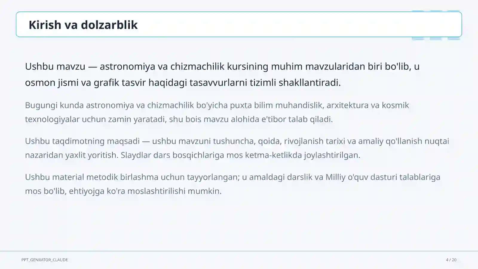 Chizmachilik asoslari: chizma asboblari va formatlar (8-sinf) 4