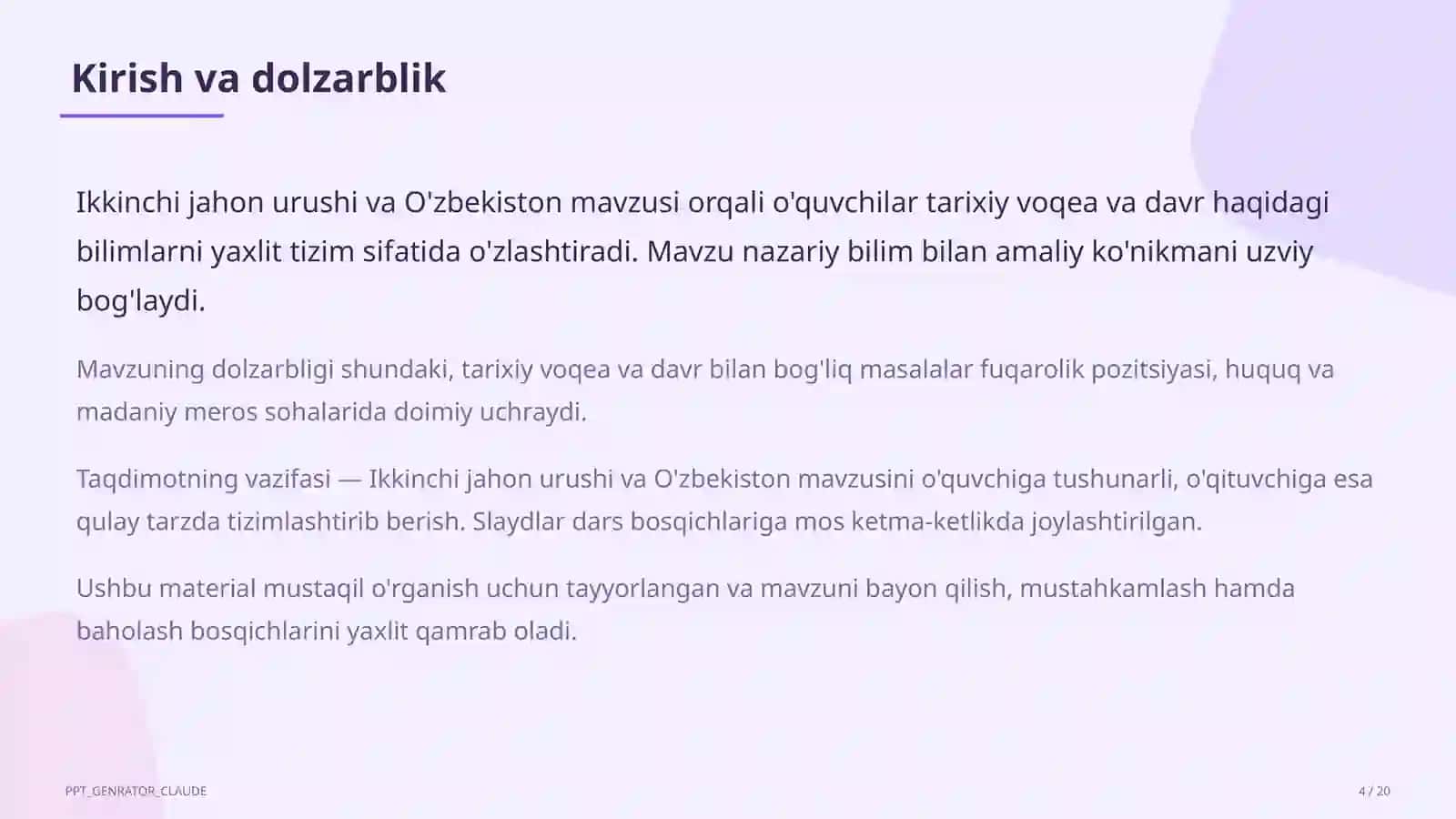 Ikkinchi jahon urushi va O'zbekiston (10-sinf) 4