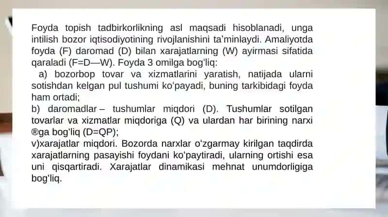 FOYDA VA ZARARLAR TAHLILI 4