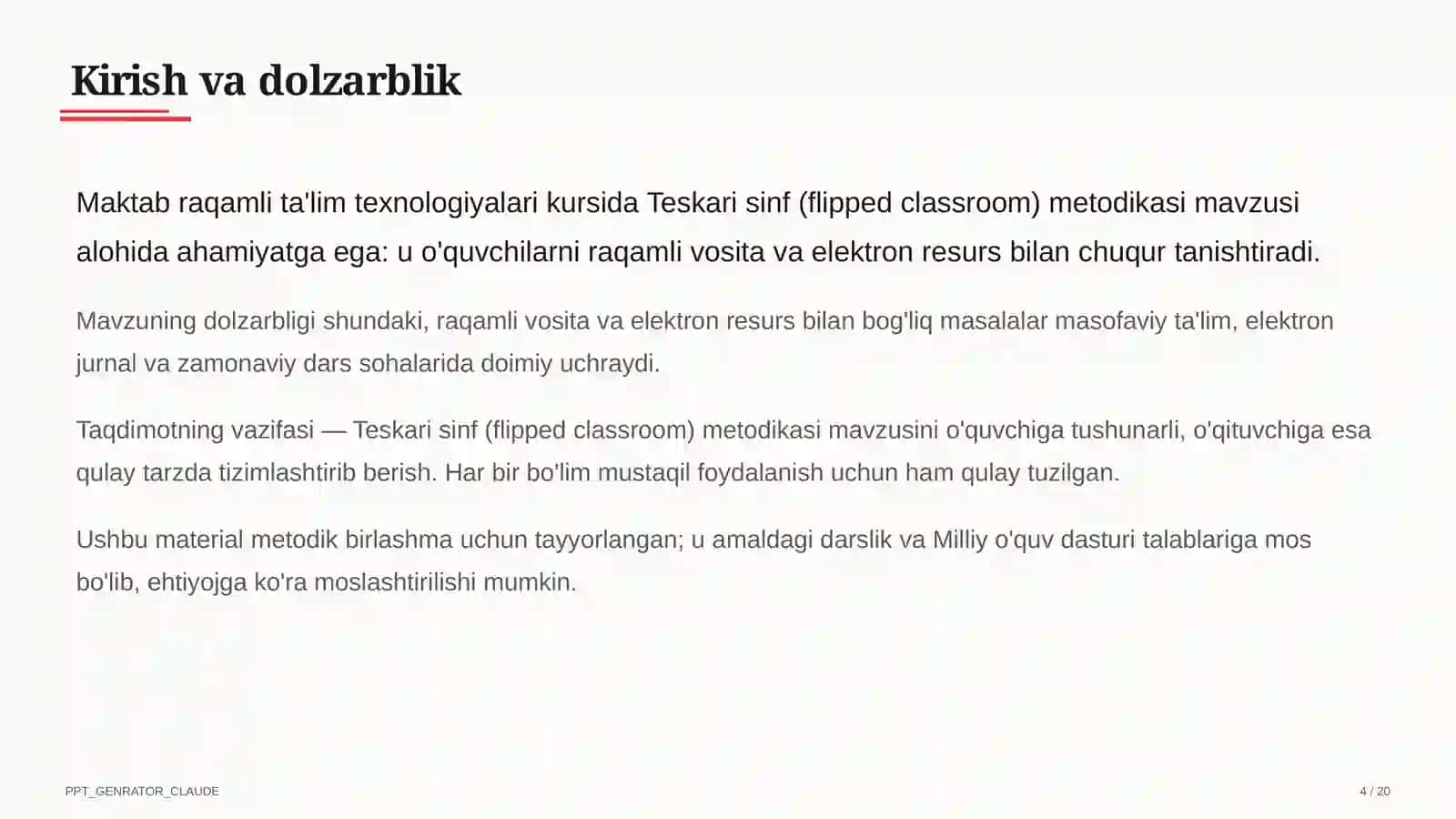 Teskari sinf (flipped classroom) metodikasi 4