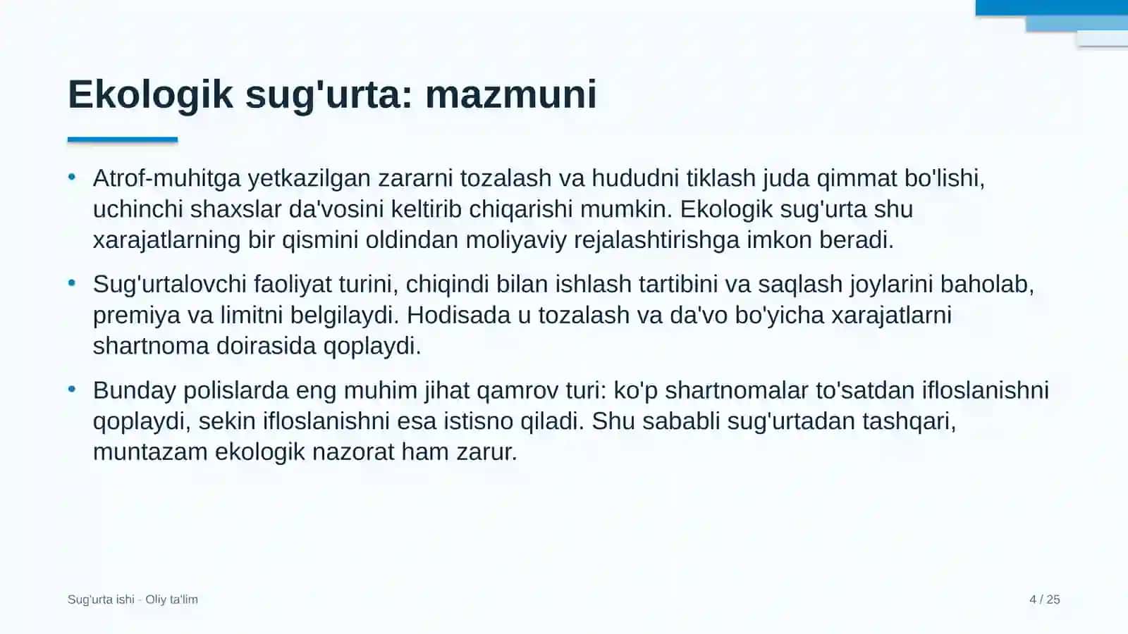 Ekologik sug'urta: mohiyati 4
