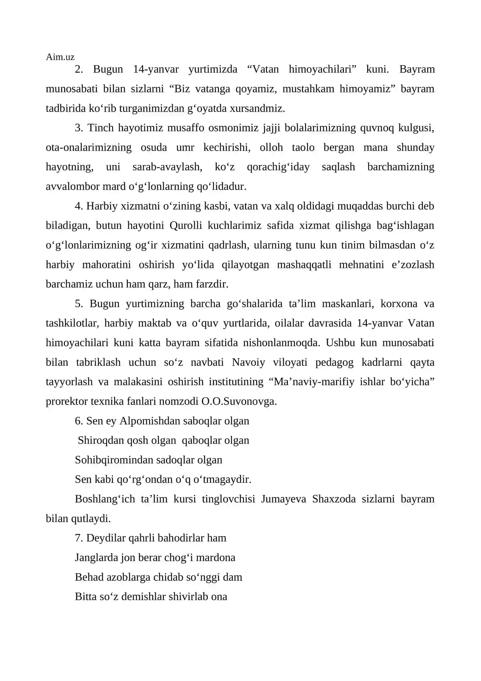 BIZ VATANGA QOYAMIZ, MUSTAHKAM HIMOYAMIZ 4