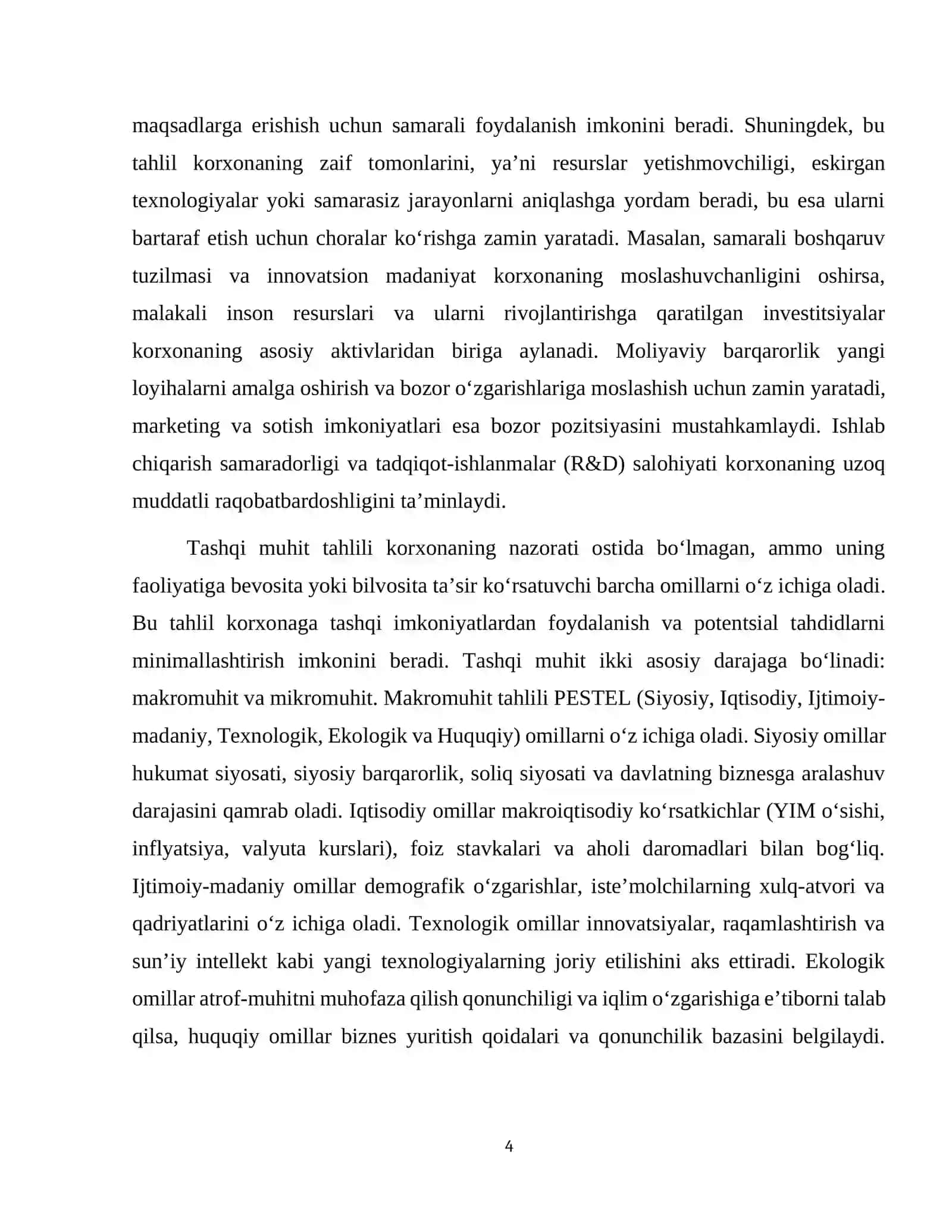 RAQAMLI IQTISODIYOT "BIZNESNI BAHOLASH" KURS ISHI 4