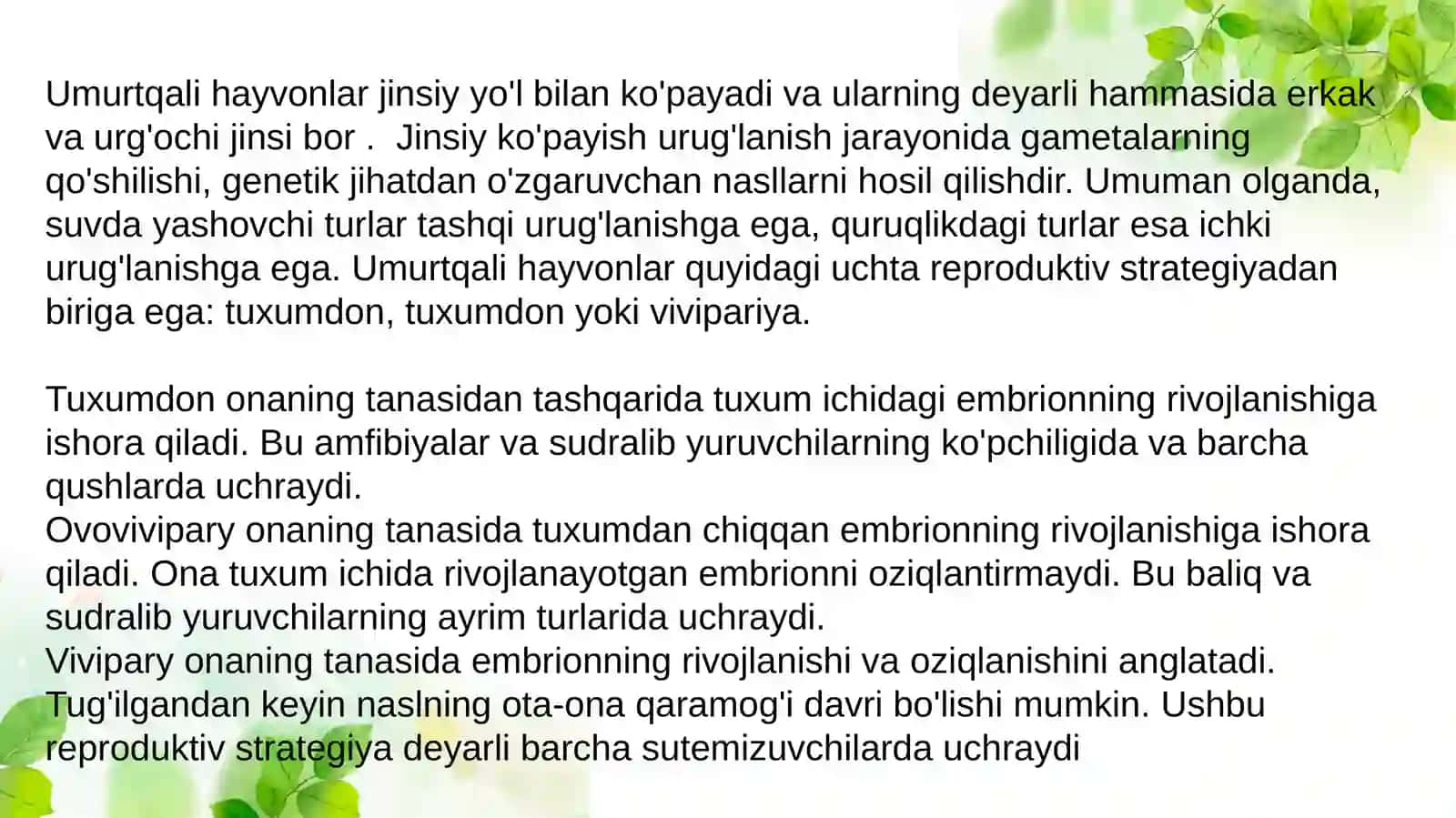 Umurtqali hayvonlarning koʻpayishi va rivojlanishi 4