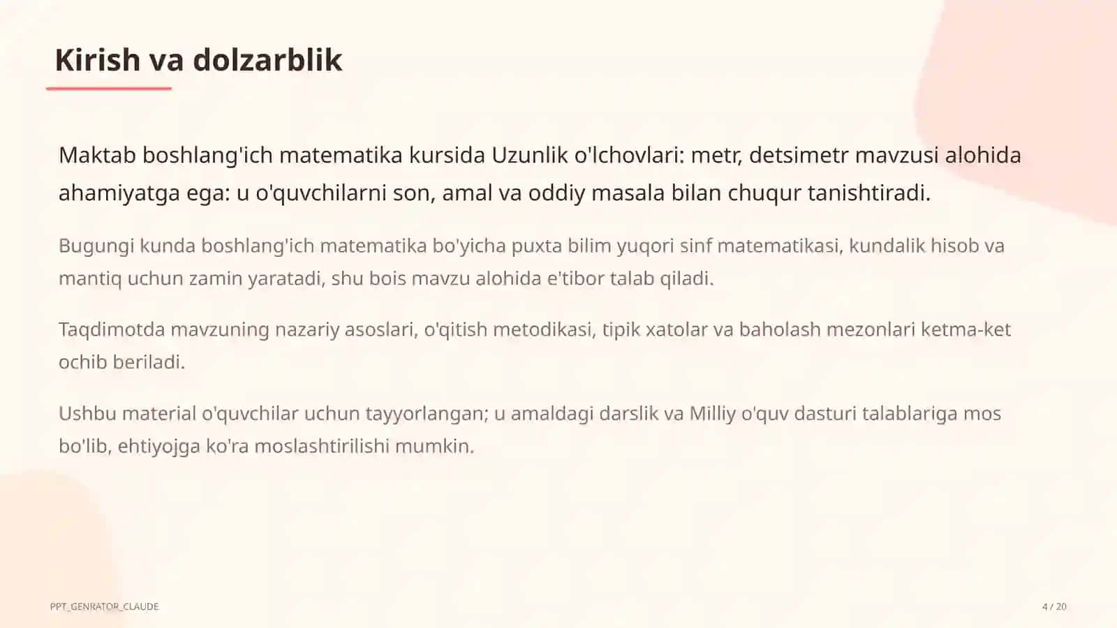 Dars rejasi 4