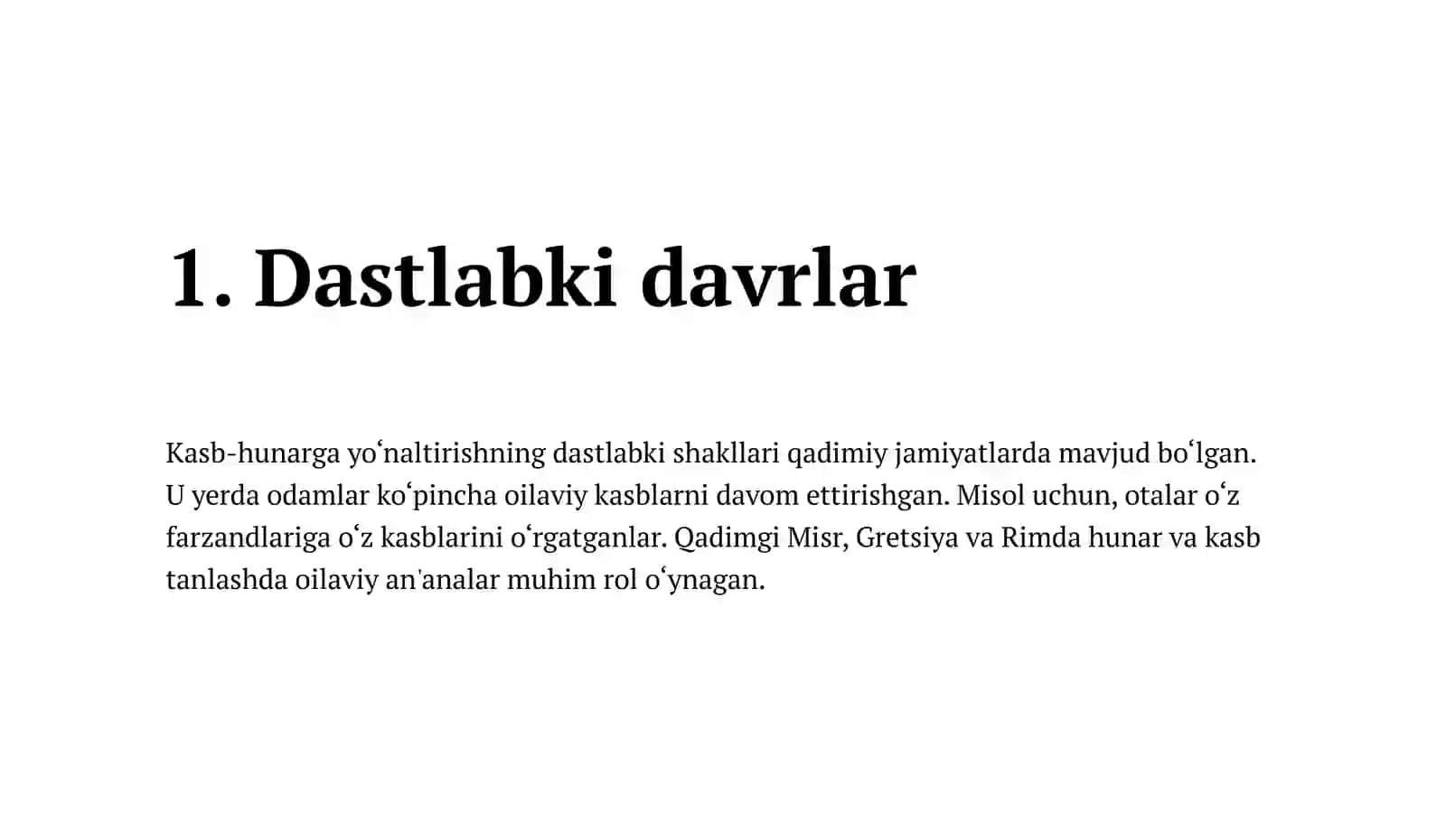 Kasb-hunarga yo‘naltirish va uning tarixiy taraqqiyoti 4