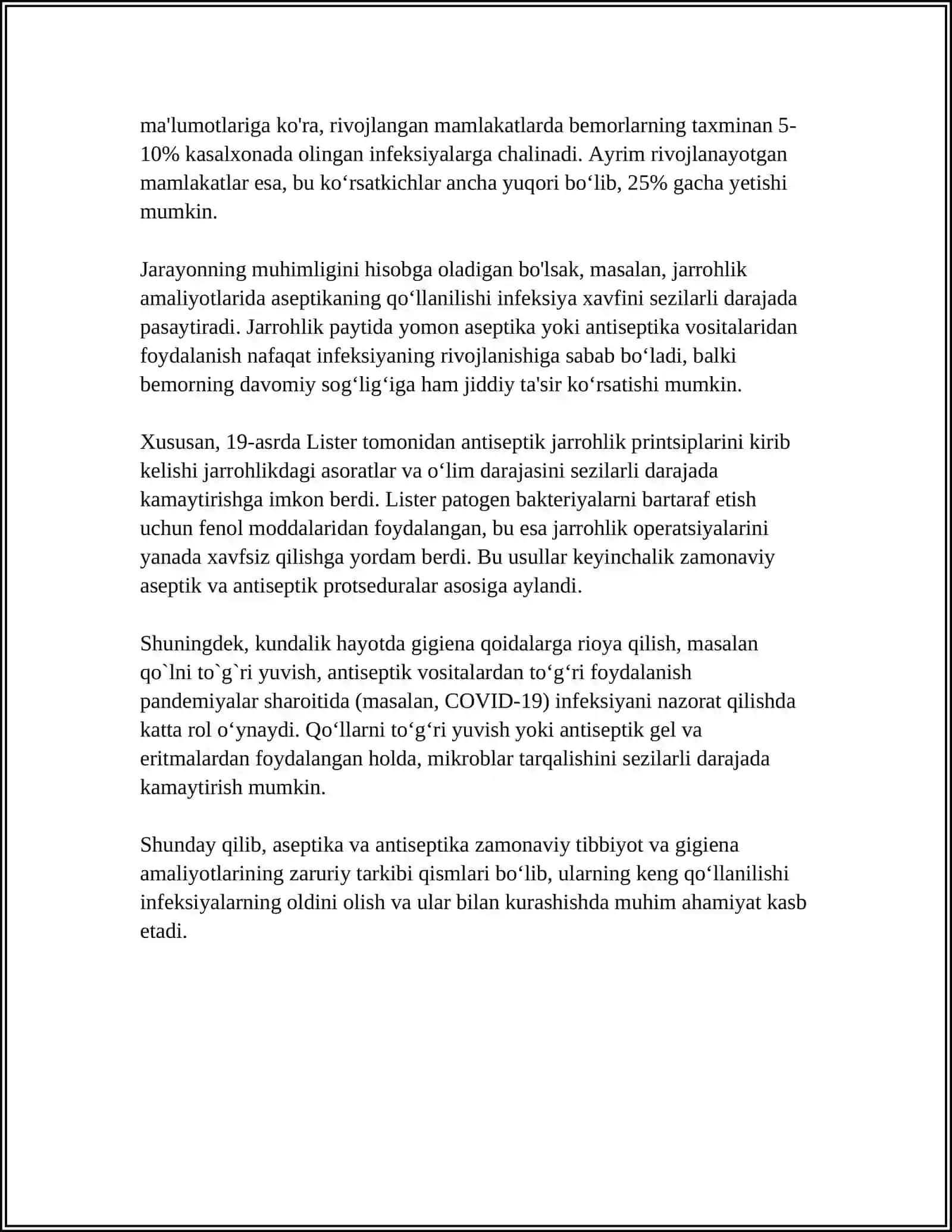 ASEPTIKA VA ANTISEPTIKA TAMOYILLARI QOʻLLAR GIGIYENASI QOʻLLARNI YUVISH TEXNIKASI 4