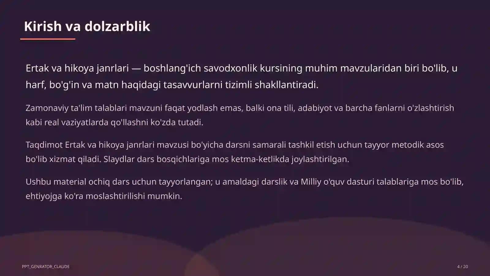 Ertak va hikoya janrlari (4-sinf) 4