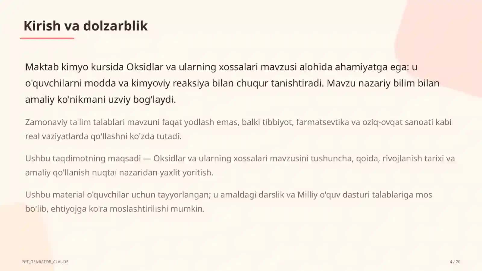 Oksidlar va ularning xossalari (8-sinf) 4
