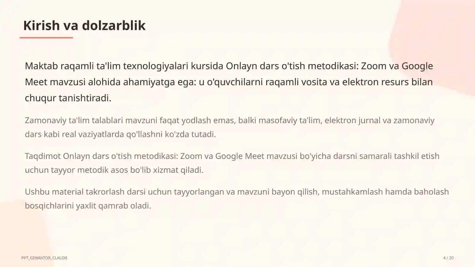 Onlayn dars o'tish metodikasi: Zoom va Google Meet 4