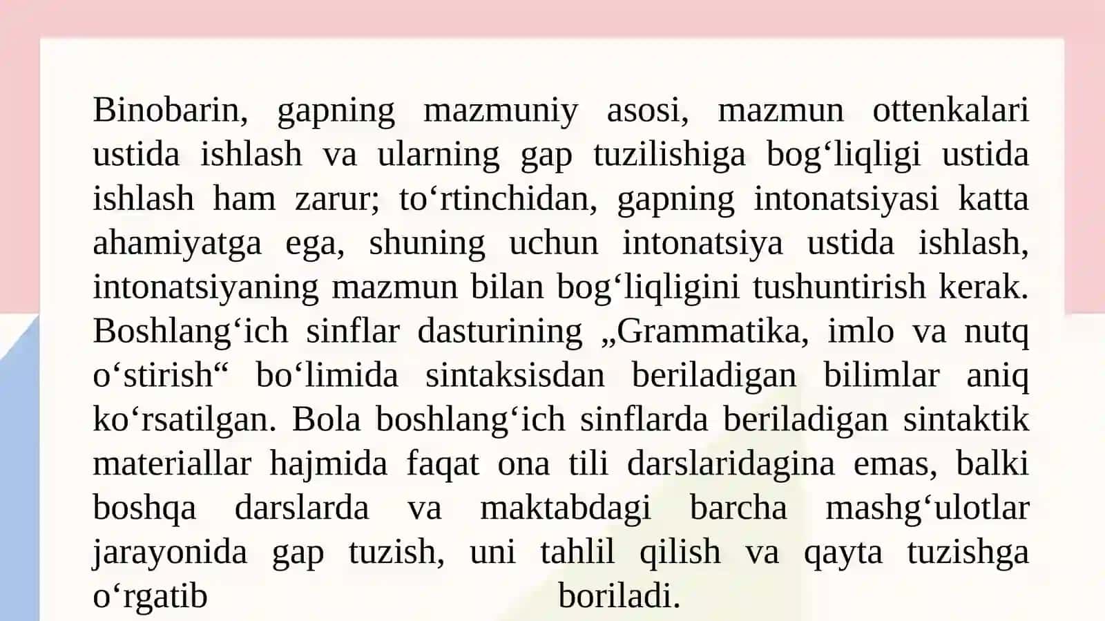 Boshlang‘ich sinfda gap ustida ishlashdagi izchillik 4