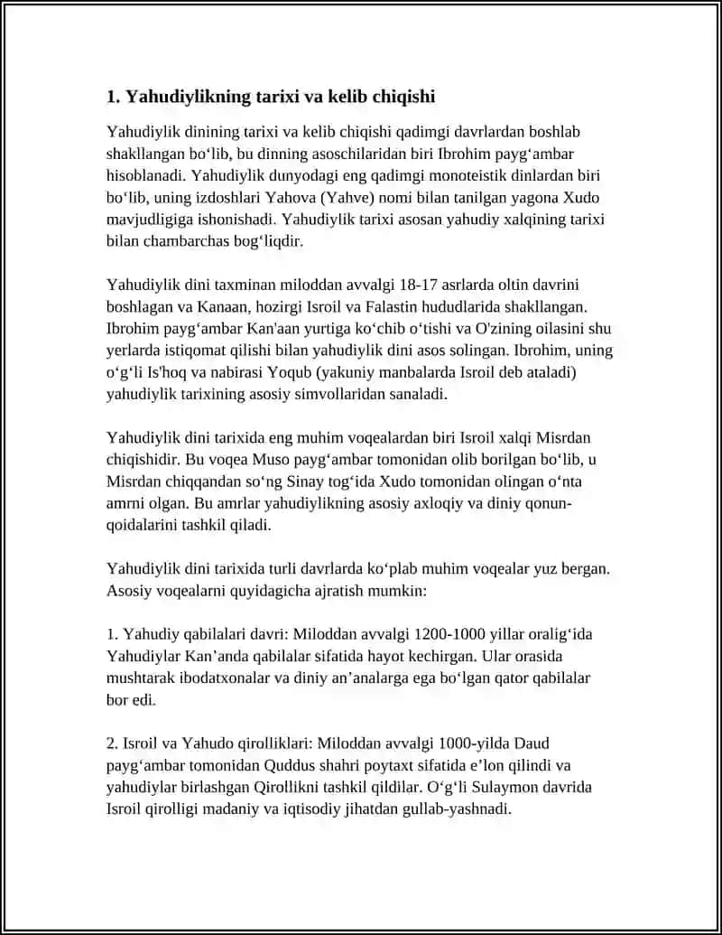 DINSHUNOSLIK FANIDAN YAXUDIYLIK DINI HAQIDA 12 LIST MALUMOT KERAK 4
