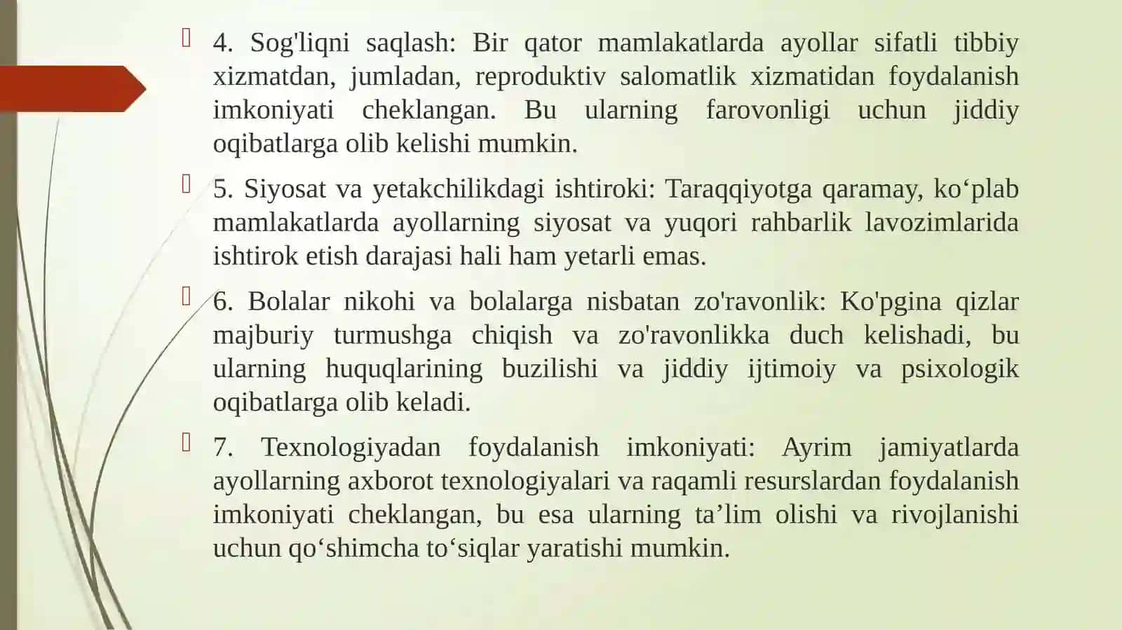 Bugungi kunda ayollar huquqlarini himoya qiluvchi meʼyoriy hujjatlar tavsifi 4