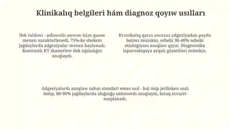 Peritoneal boslıqtaǵı birikpeler: anıqlama, patogenez hám klinikası 4