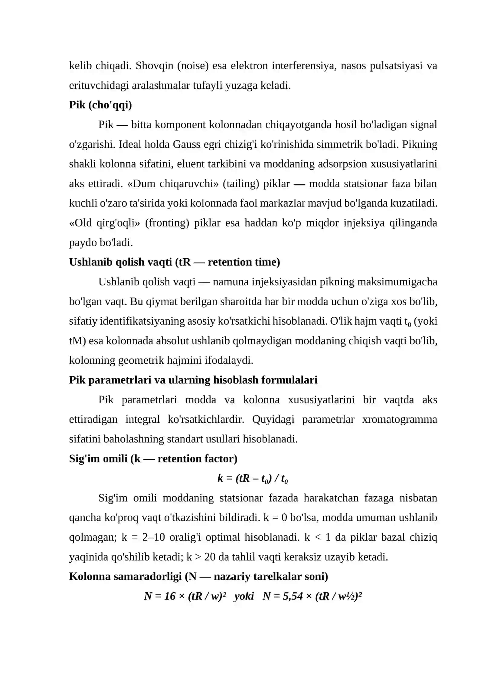 HPLC xromatogrammalarini interpretatsiya gilish va detektor signalini tahlil gilish. 4