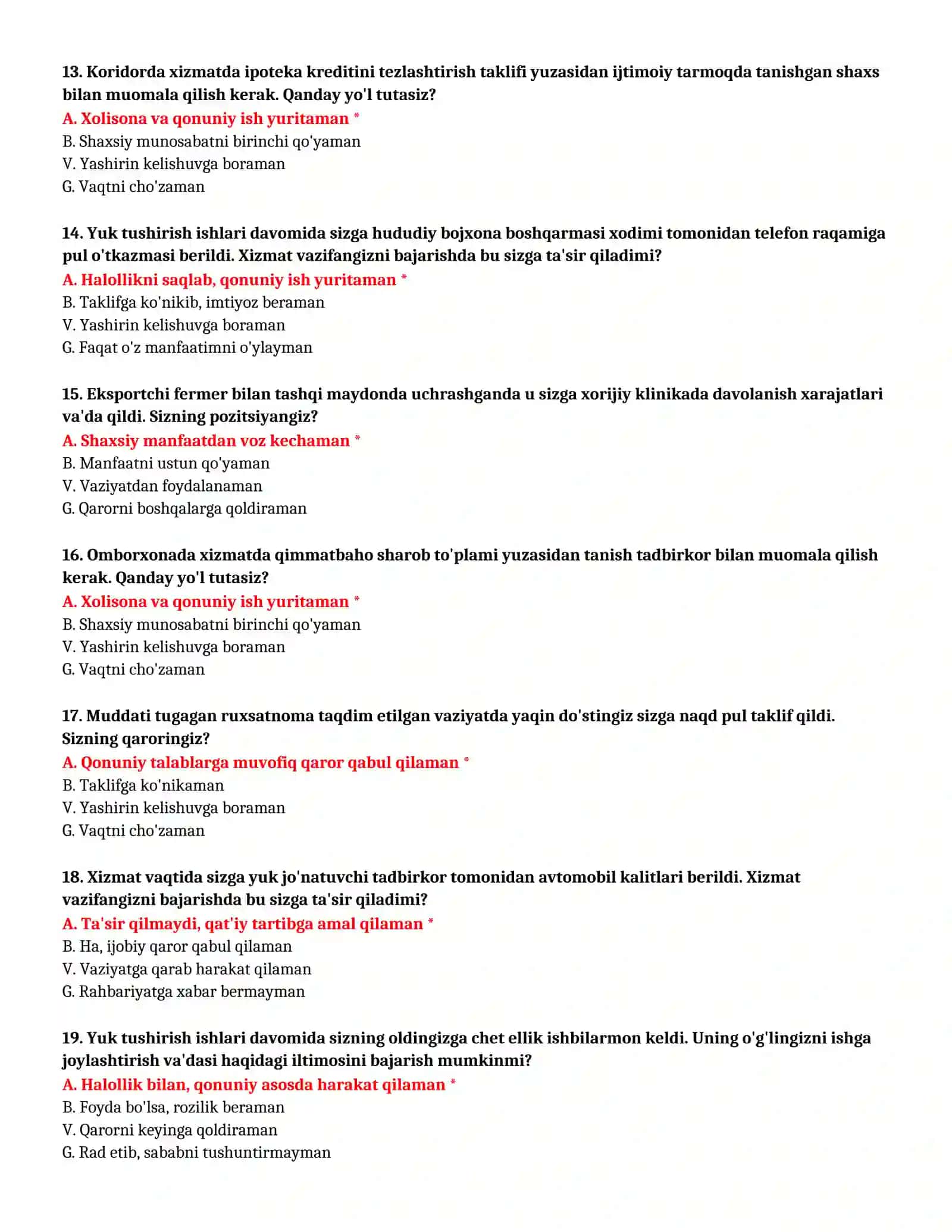 TEST SAVOLLARI (№ 41) 4