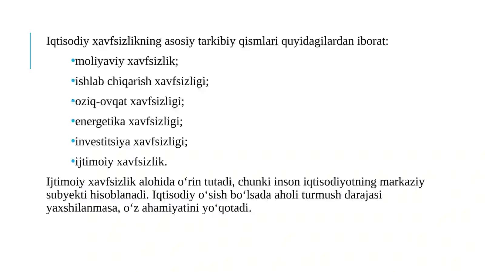 Aholi turmush darajasi iqtisodiy xavfsizlikning ijtimoiy indikatori 4