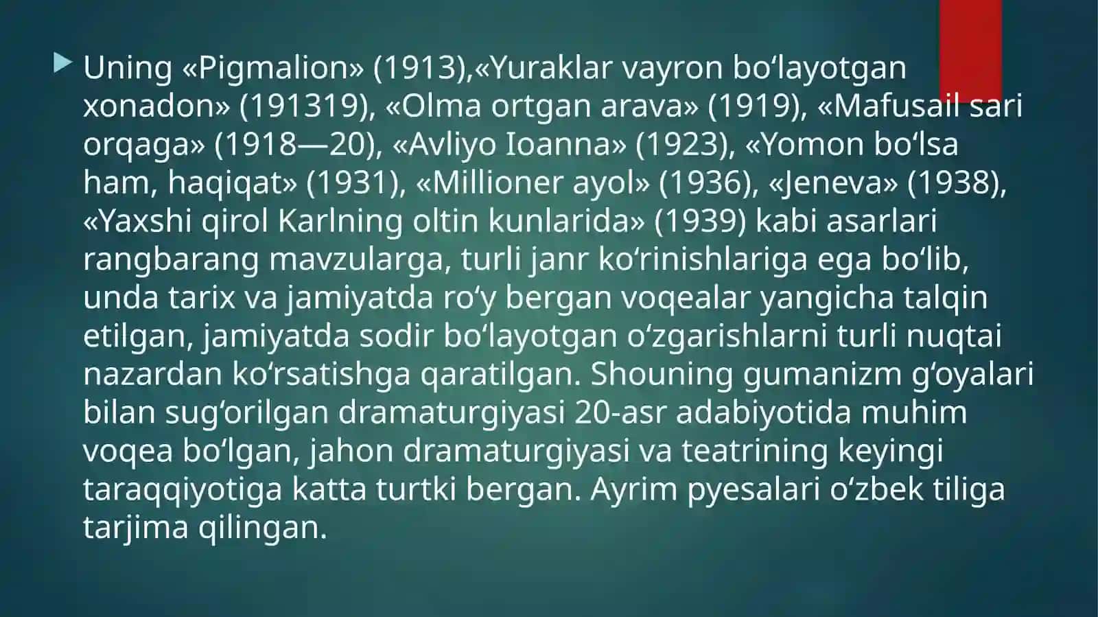 Bernard Shou dramaturgiyasi 4
