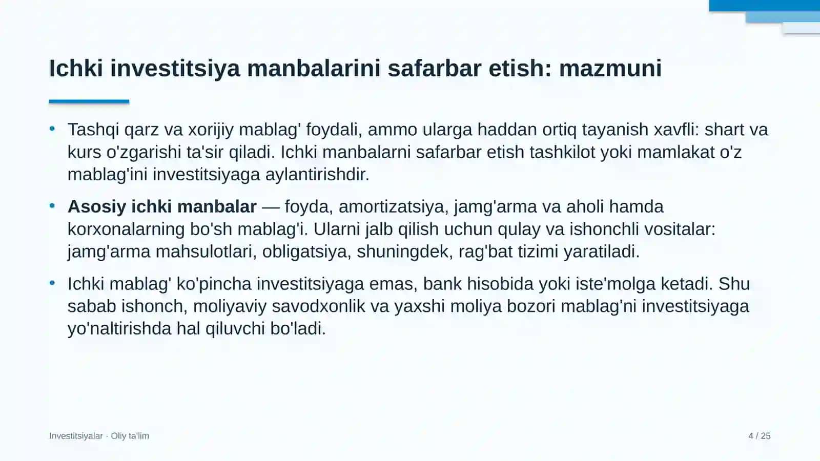 neft mahsulotlari savdosida ichki investitsiya manbalarini safarbar etish 7295 4