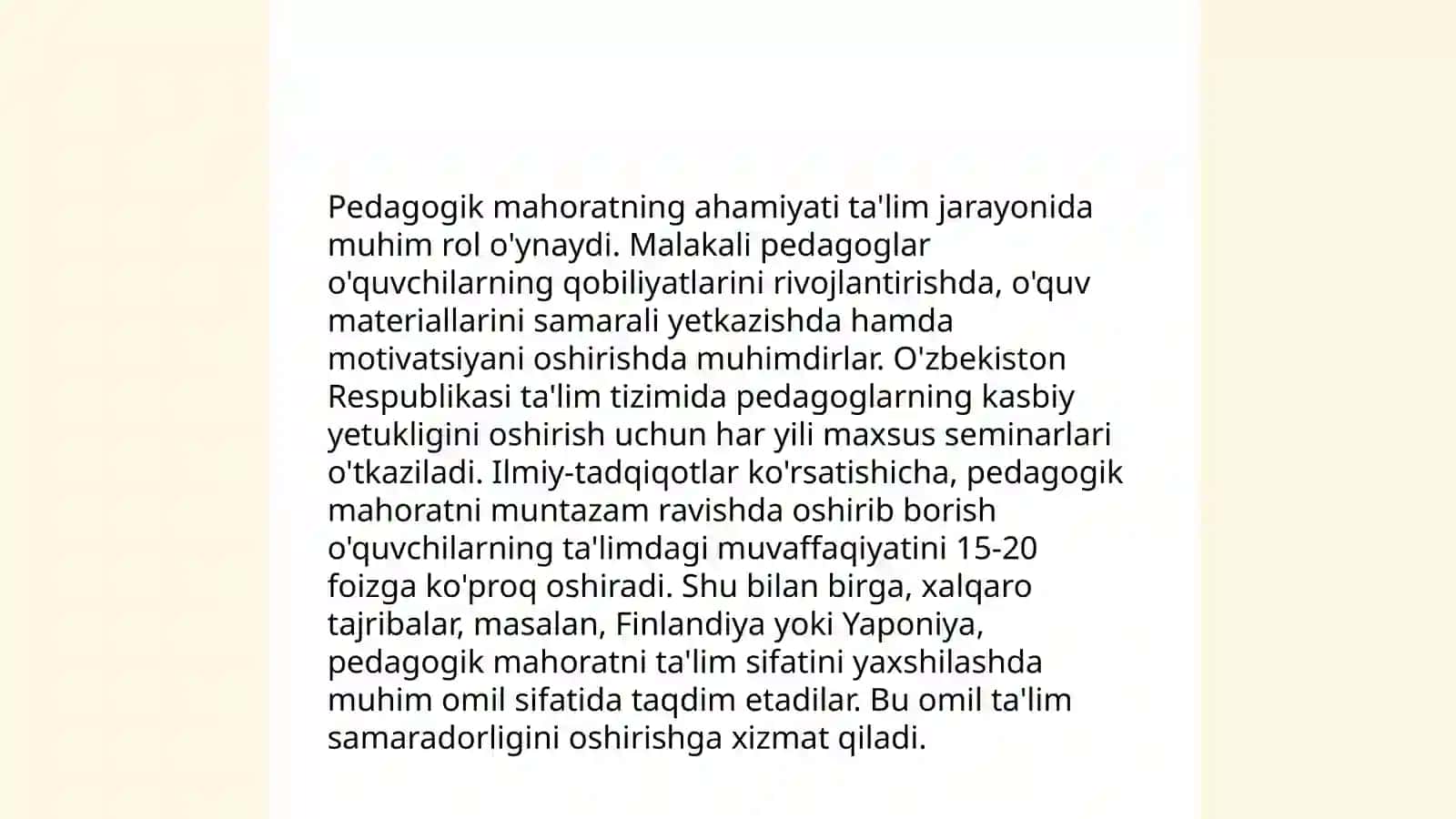 Pedagogik mahorat fani haqida tushuncha. Fanning asosiy vazifalari va tarkibiy qismlari 4