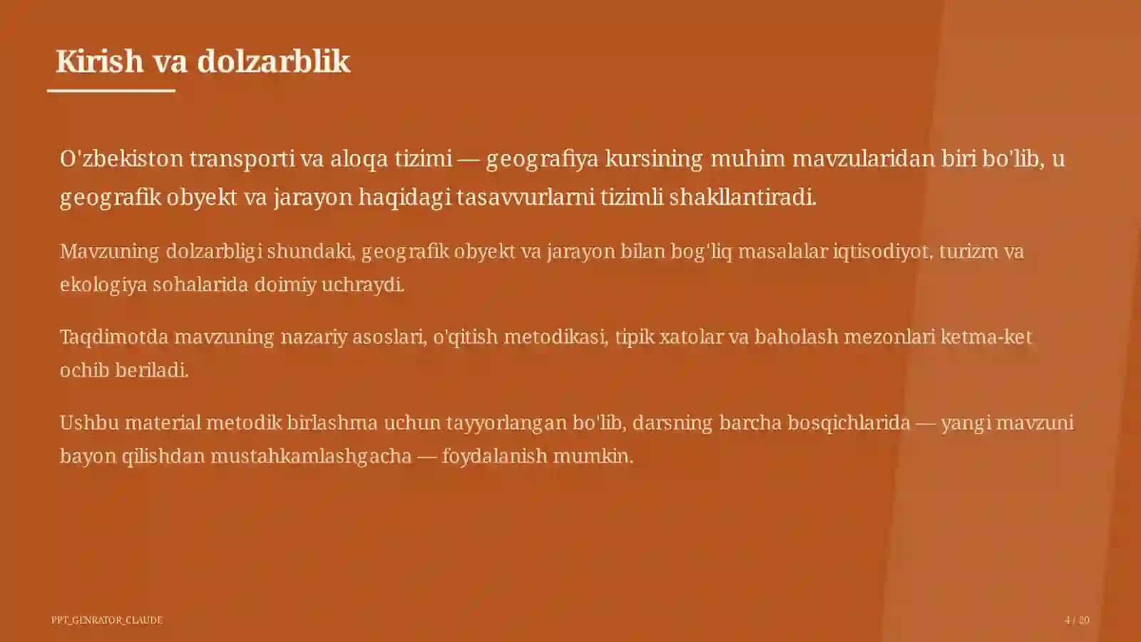 O'zbekiston transporti va aloqa tizimi (9-sinf) 4