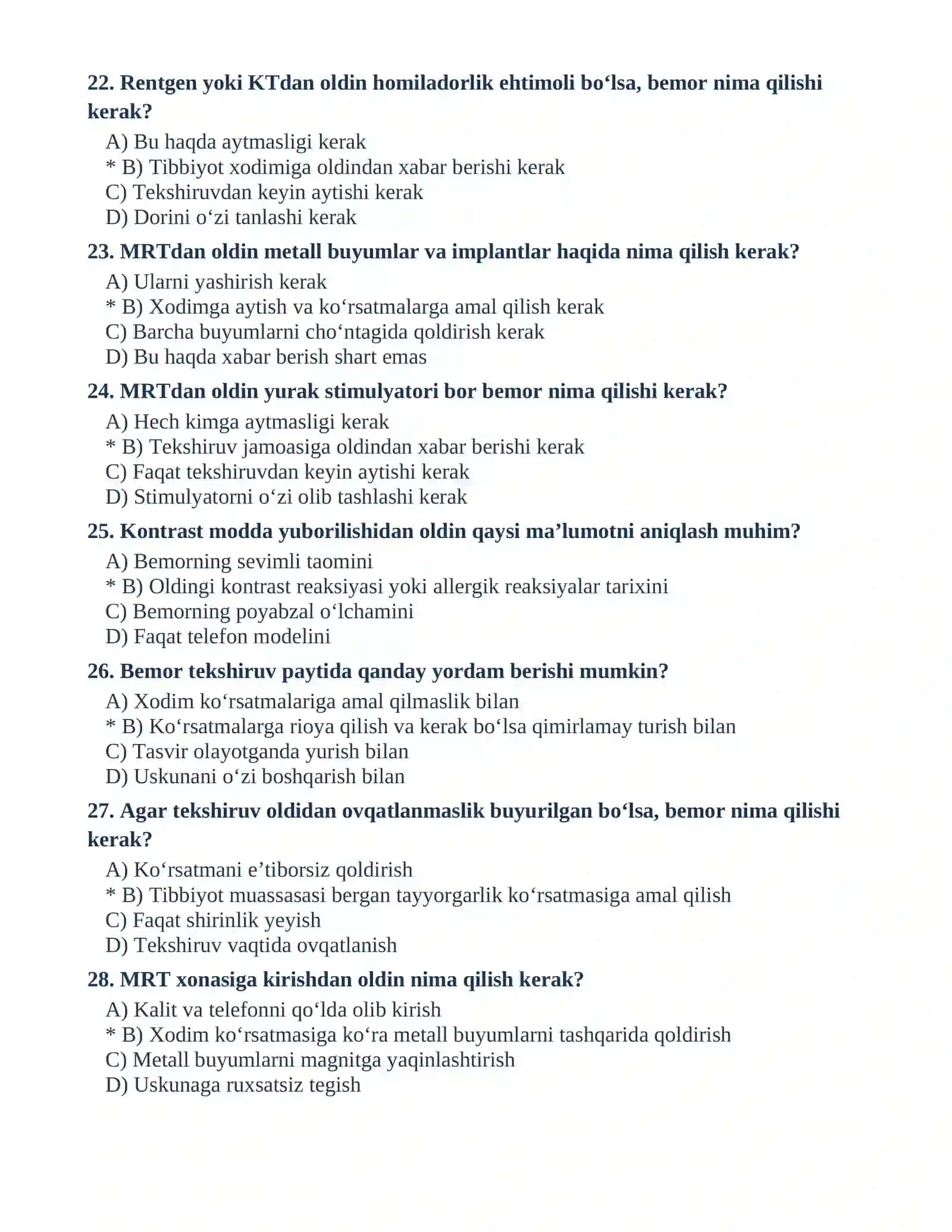 RADIOLOGIYA FANIDAN 50 TA TEST 4