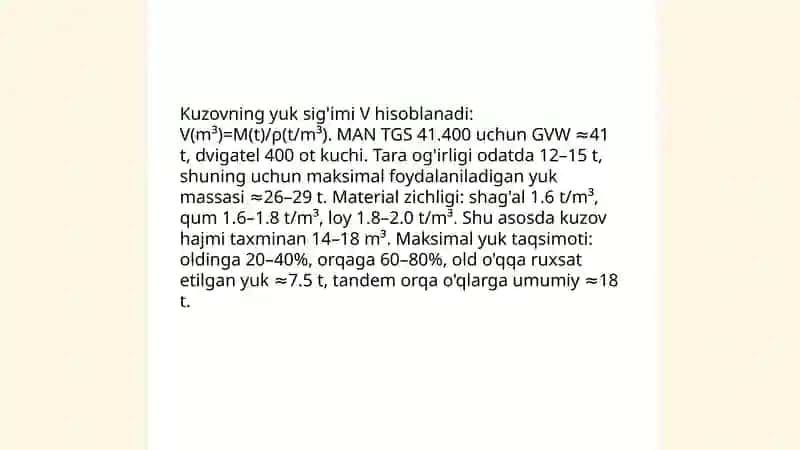 MAN TGS 41.400 Samosvalining kuzovini loyihalash 4