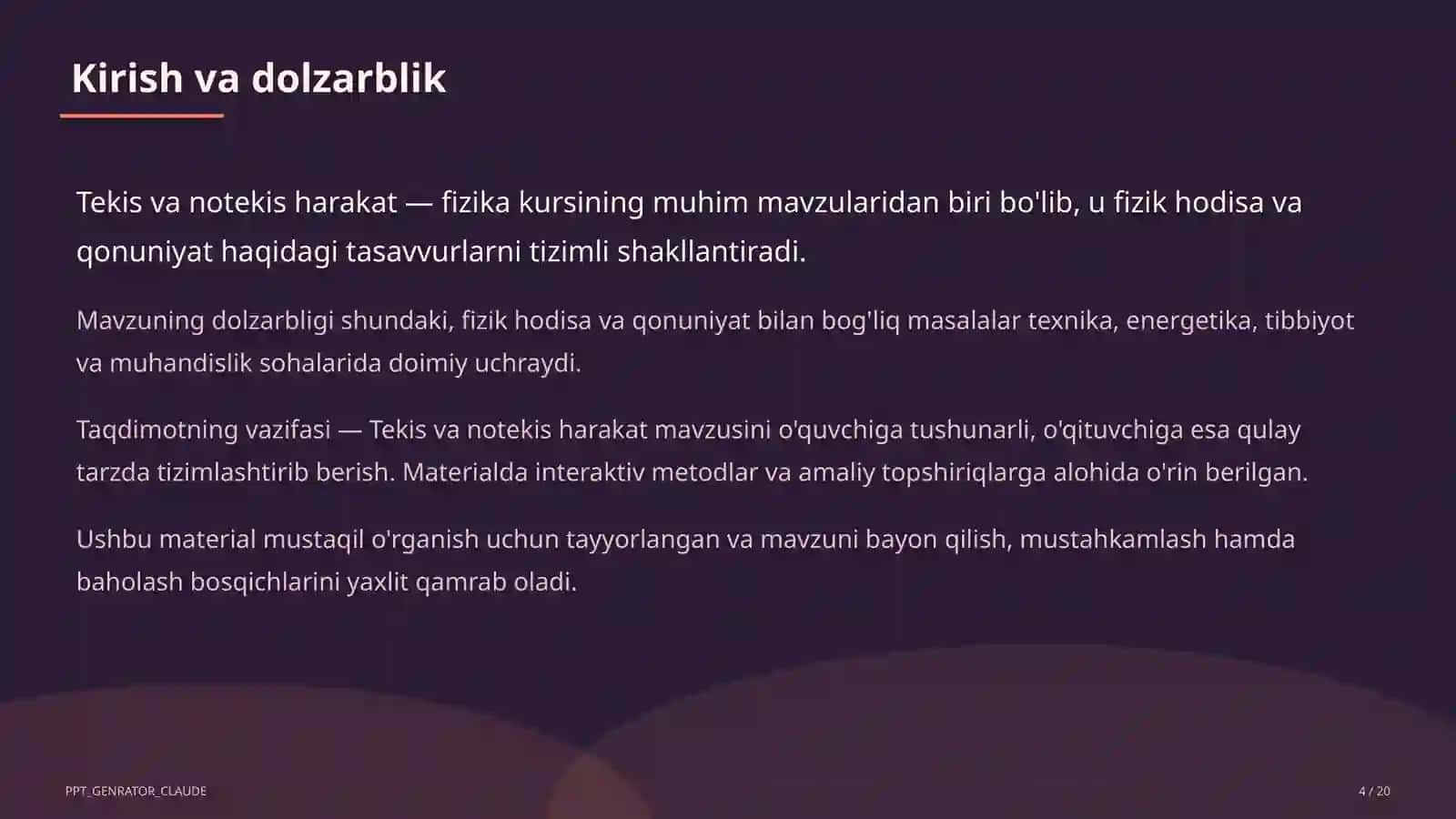 Fizika (6– 11) — mustaqil o'rganish uchun 4