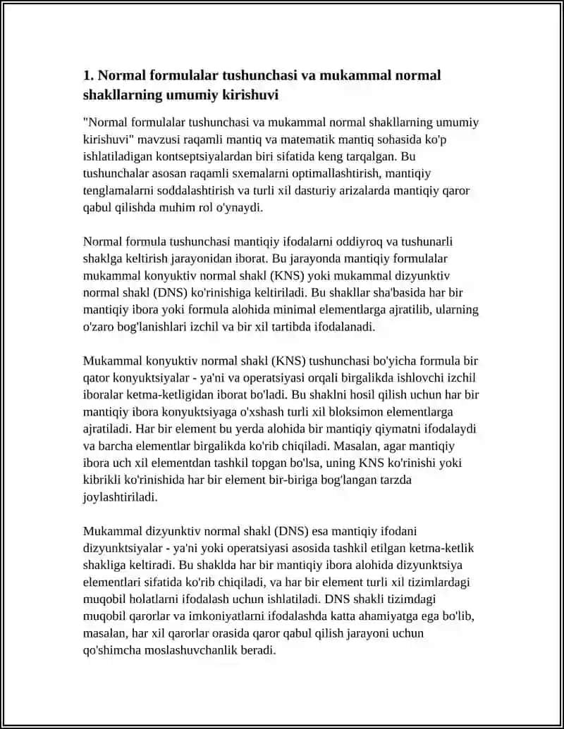 NORMAL FORMULALAR VA MUKAMMAL KONYUKTIV NORMAL SHAROIT VA MUKAMMAL DIZYUKTIV NORMAL SHAROIT 4