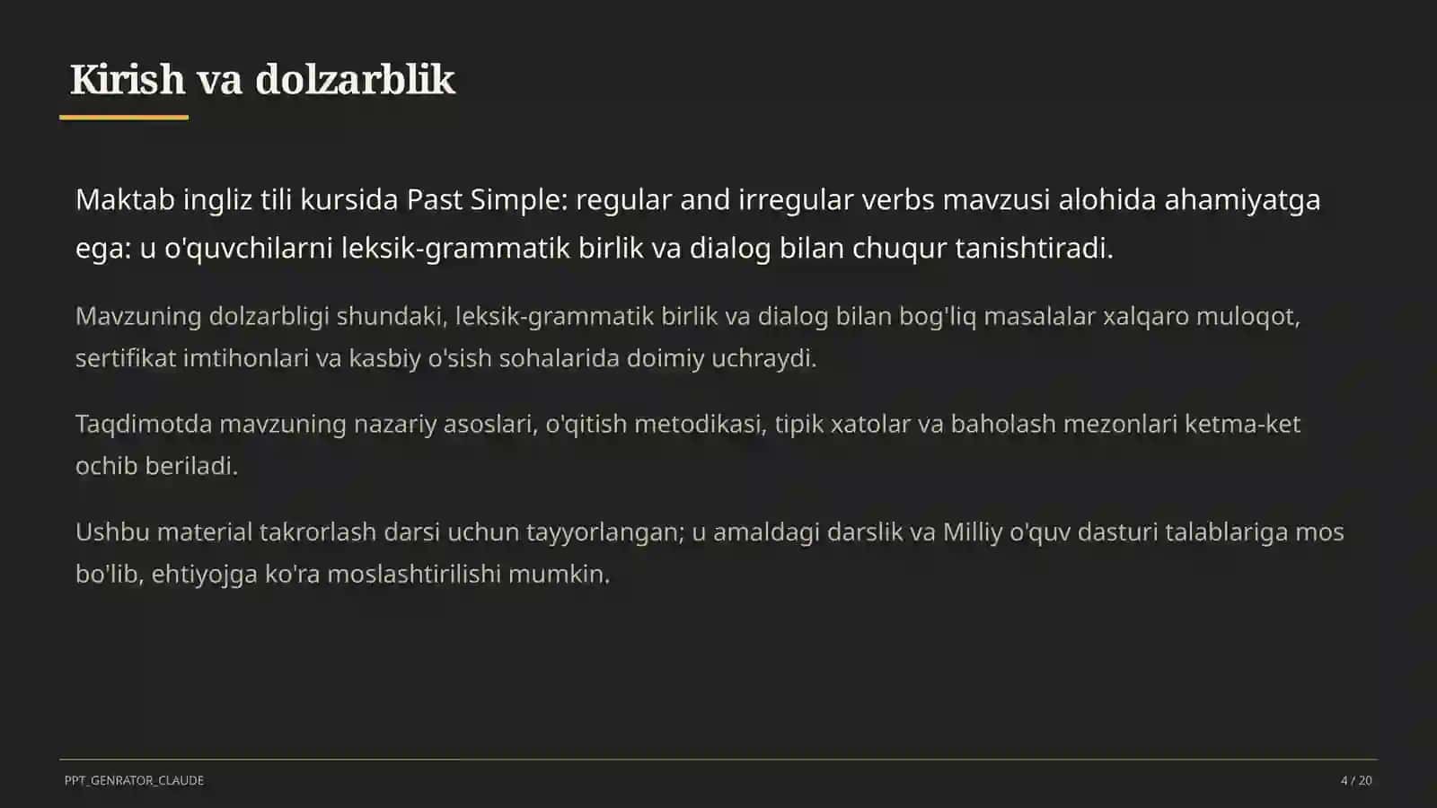 Past Simple: regular and irregular verbs (6-sinf) 4