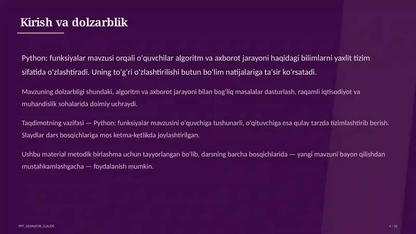 Python: funksiyalar (9-sinf) 4
