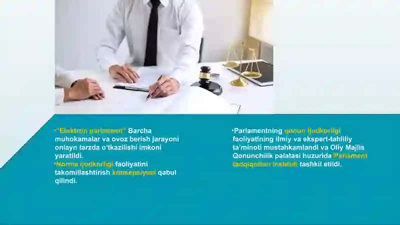 O'zbekistonda xalqchil parlamentni shakllantirish ISLOHOTLARI 4