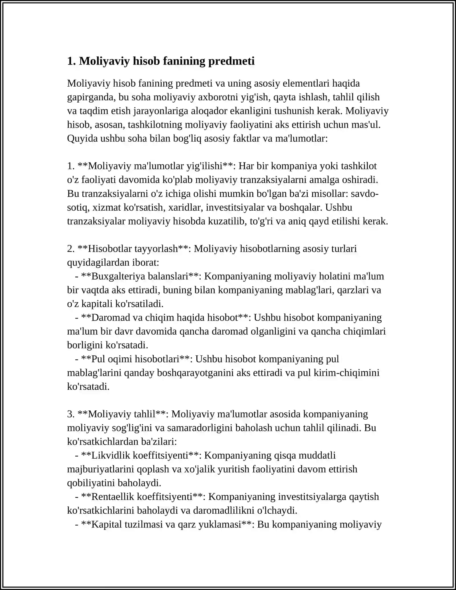 Moliyaviy hisob fanining predmeti va uning muhim ob'ektlari 4