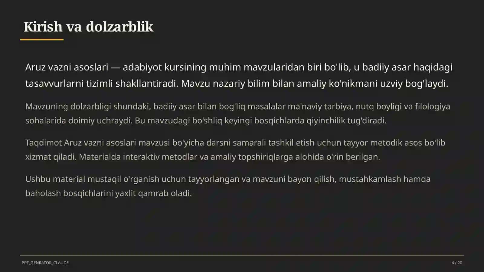 Aruz vazni asoslari (9-sinf) 4